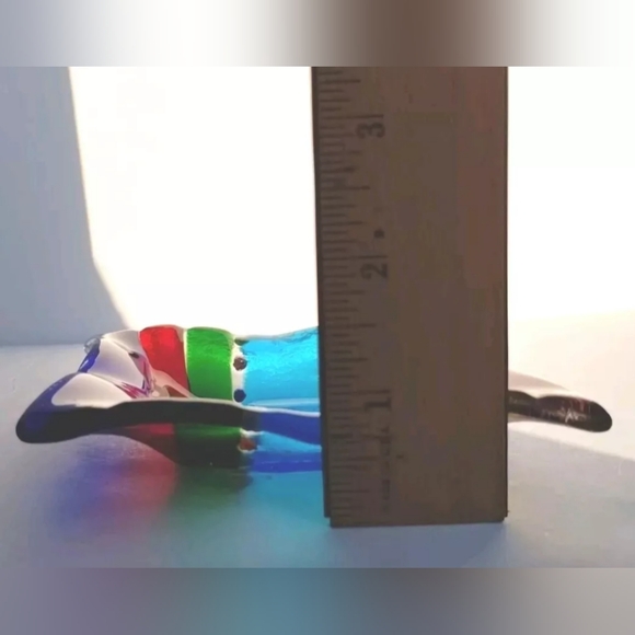 Vintage Murano Italy Millefiori STRIPED Art Glass Trinket Jewelry Dish Square - Picture 9 of 9